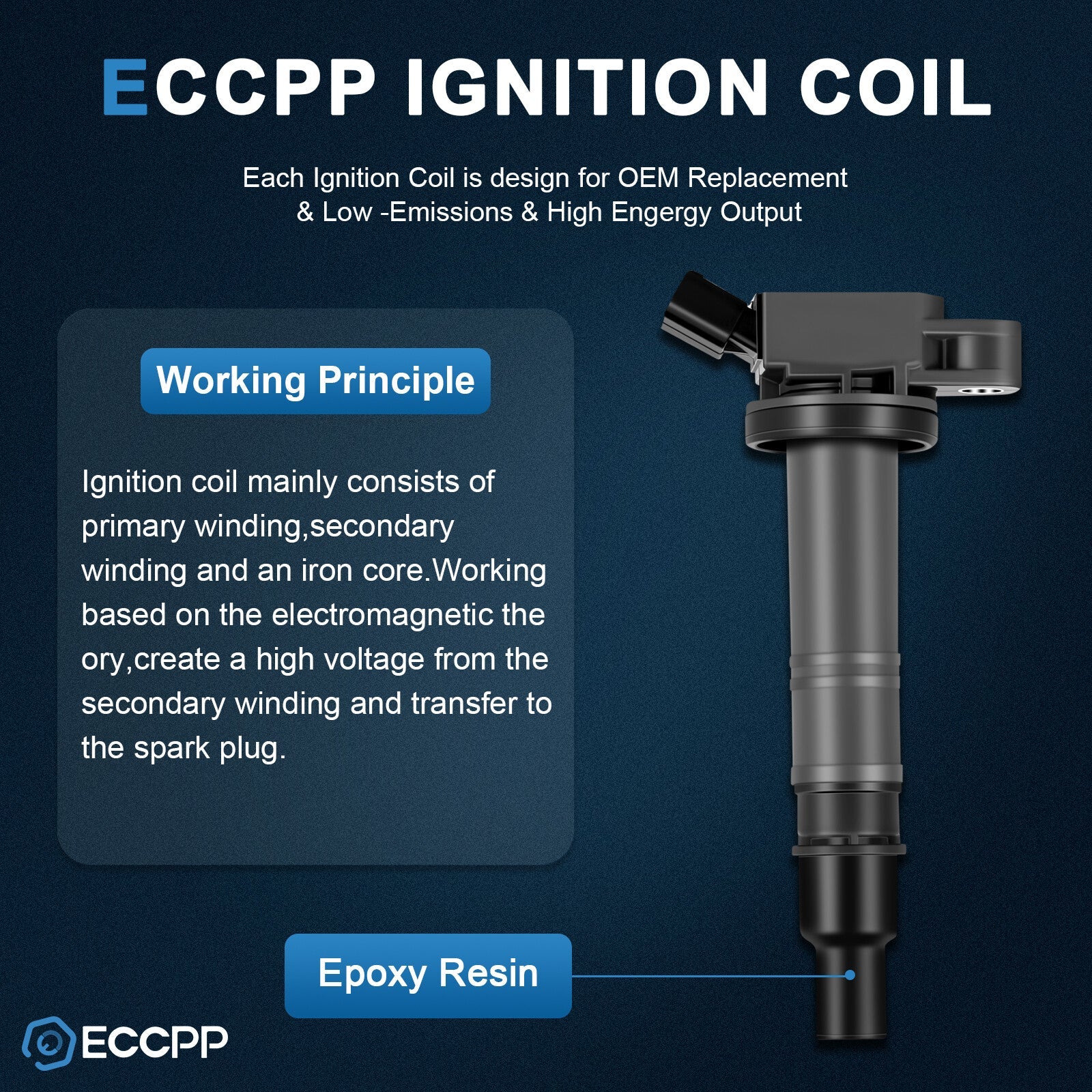 ECCPP 4 Ignition Coils For 2007-2011 Toyota Camry 2009-2012 Toyota Matrix 2.4L ECCPP