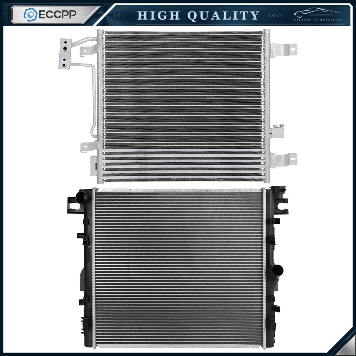 Aluminum Radiator & AC Condenser Cooling Kit For 2007-2010 2011 Jeep Wrangler 6B93BC-57