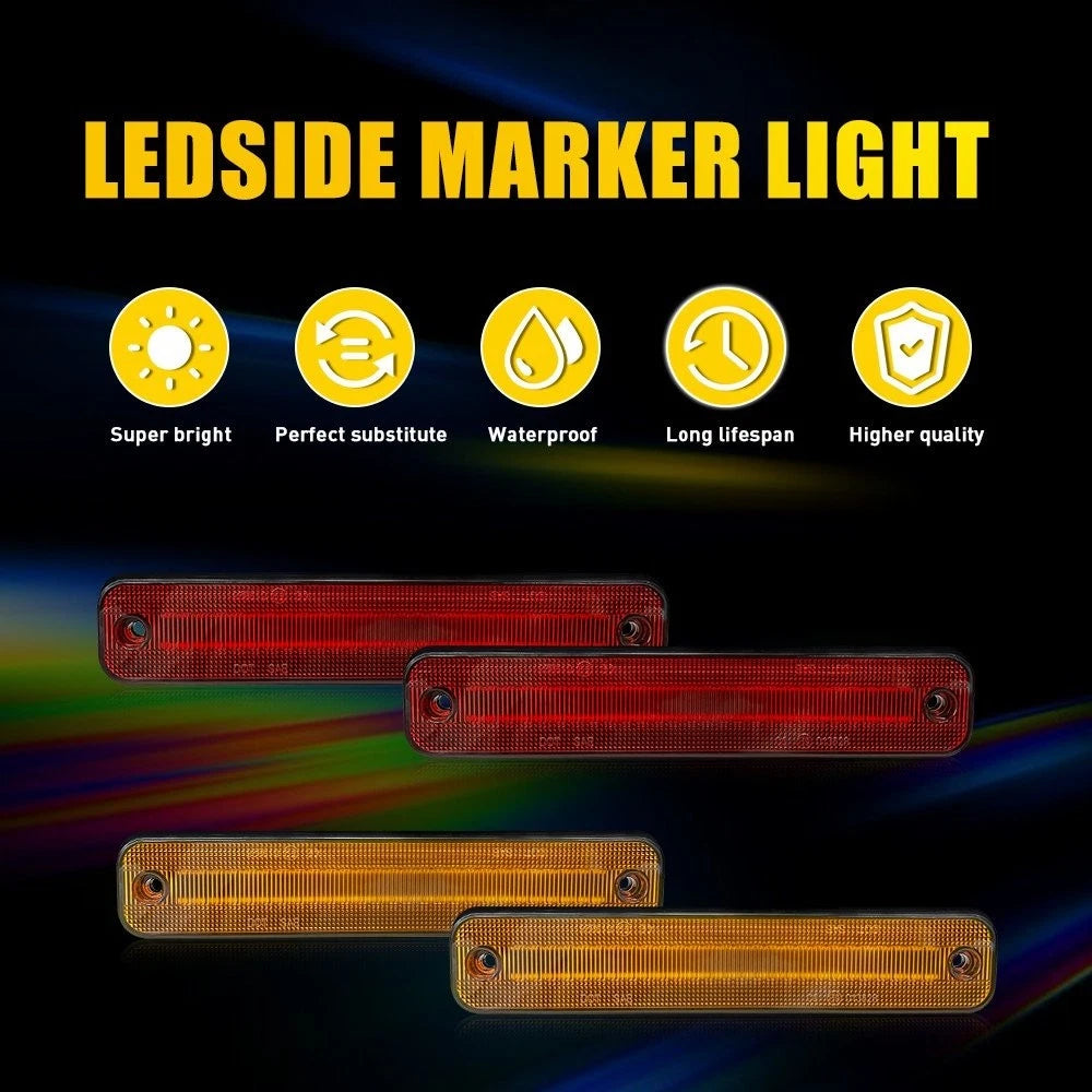 For 2003-2009 Hummer H2 Amber Red Front Rear LED Side Marker Light Sealed 4PCS A 6B93BC-57