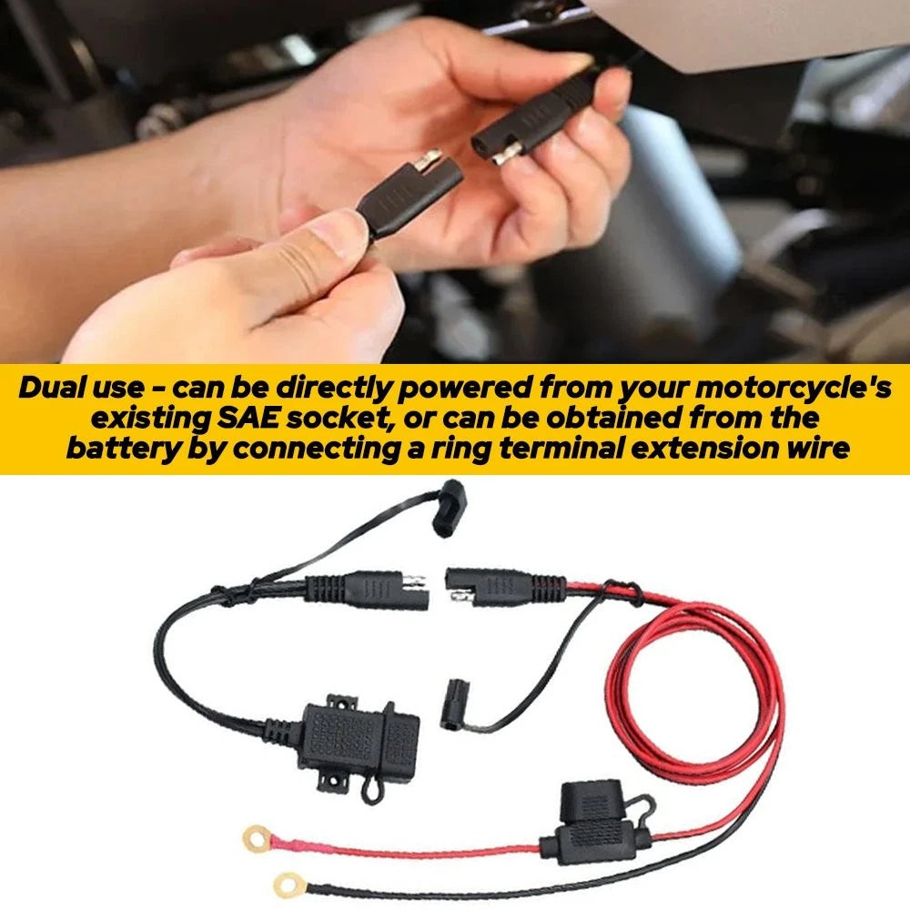 Motorcycle Charger USB Waterproof SAE to USB Cable Adapter Socket Battery 6B93BC-57