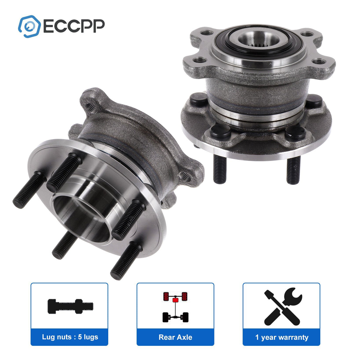2Pcs Wheel Hub Bearings Rear AWD For Ford Escape 2013-2019 Lincoln MKC 2015-2019 6B93BC-57