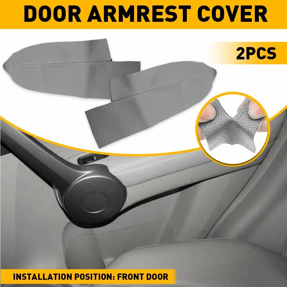 4PCS Front Door Panels Armrest Cover Fits 2007-2012 CR-V Honda CRV Leather Gray 6B93BC-57