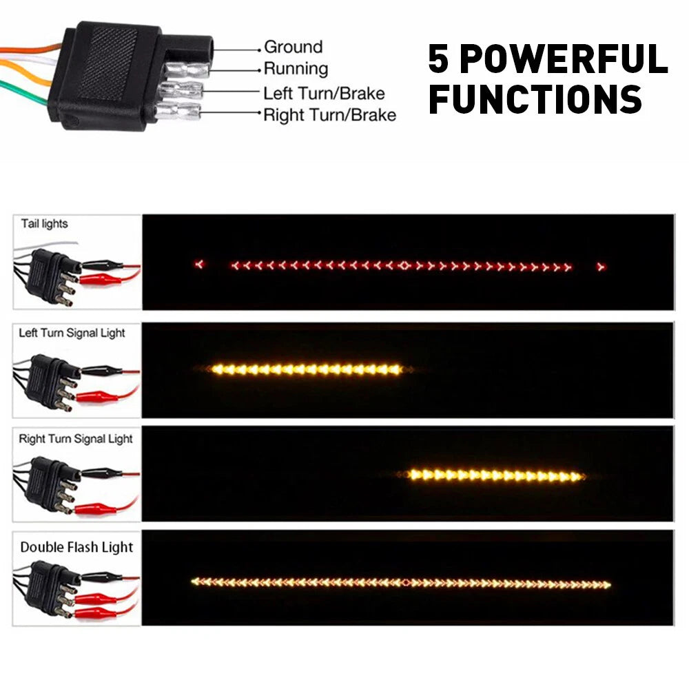 48" Inch Truck Tailgate Strip LED Sequential Brake Signal Tail Light Bar 6B93BC-57