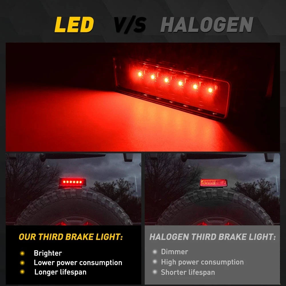3rd LED Rear Tail Brake Third Light for 2007-2018 Jeep Wrangler JK Clear Lens US 6B93BC-57