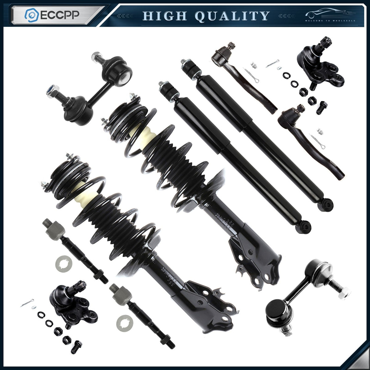 Front Struts Rear Shocks Sway Bars Tie Rods For Honda Civic 2006-2011 w/Springs KOEEP