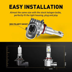 AUXITO H10 9145 9140 LED 100W Fog Driving Light Bulbs White 4000LM 6500K CANBUS AUXITO