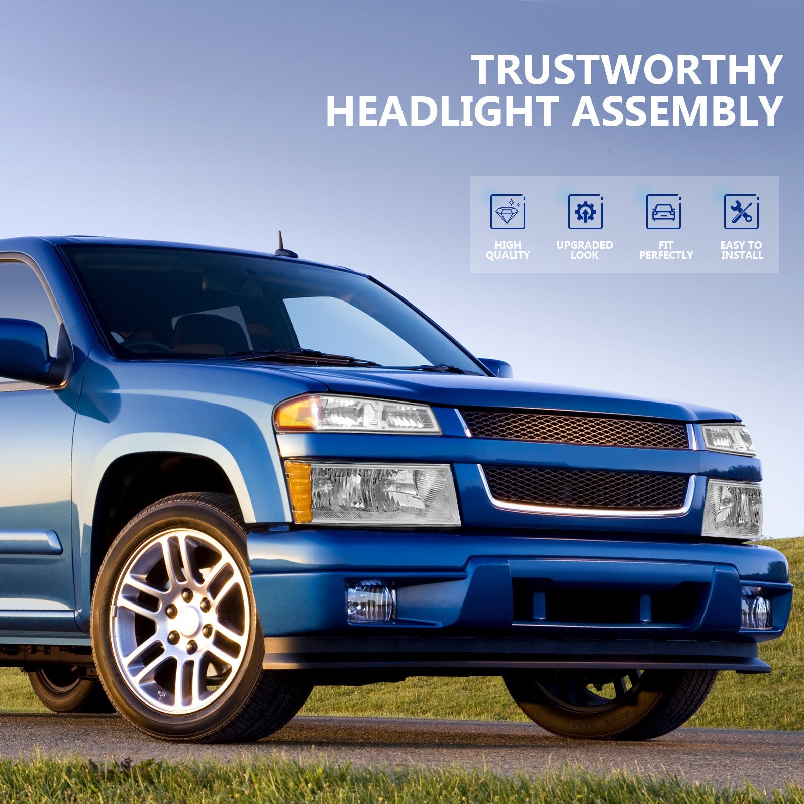 Fits 2004-2012 Chevy Colorado GMC Canyon Headlights Assembly Front Left + Right 6B93BC-57