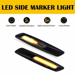 2x Smoke Black Trim Fender Side Marker Light For 2011-2016 BMW F10 5 Series USA 6B93BC-57