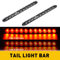 2PCS RED 15INCH LED LIGHT BAR TRAILER TRUCK STOP TURN TAIL REAR BRAKE CLEAR LENS 6B93BC-57