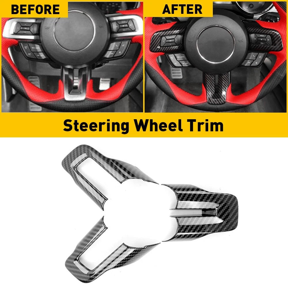 Steering Wheel Cover Trim for Ford Mustang 2015+ Accessories Carbon Fiber EOA 6B93BC-57