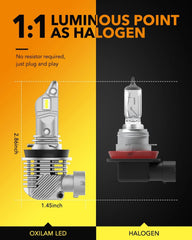 OXILAM H11 H9 LED Headlight Bulbs Low Beam Super Bright 6000K White Fanless OXILAM