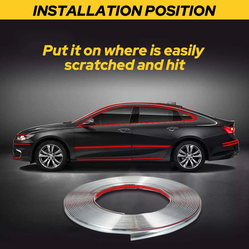 10mm Chrome Trim Molding Decoration Strip Accessories Car Door Side Protector US 6B93BC-57