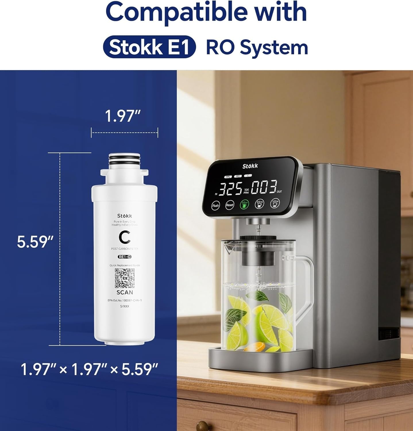 1x Stokk Countertop Reverse Osmosis System C Filter RE1-C for E1 & T1 Lite STOKK