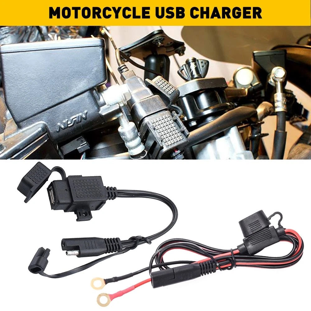 Motorcycle Charger USB Waterproof SAE to USB Cable Adapter Socket Battery 6B93BC-57