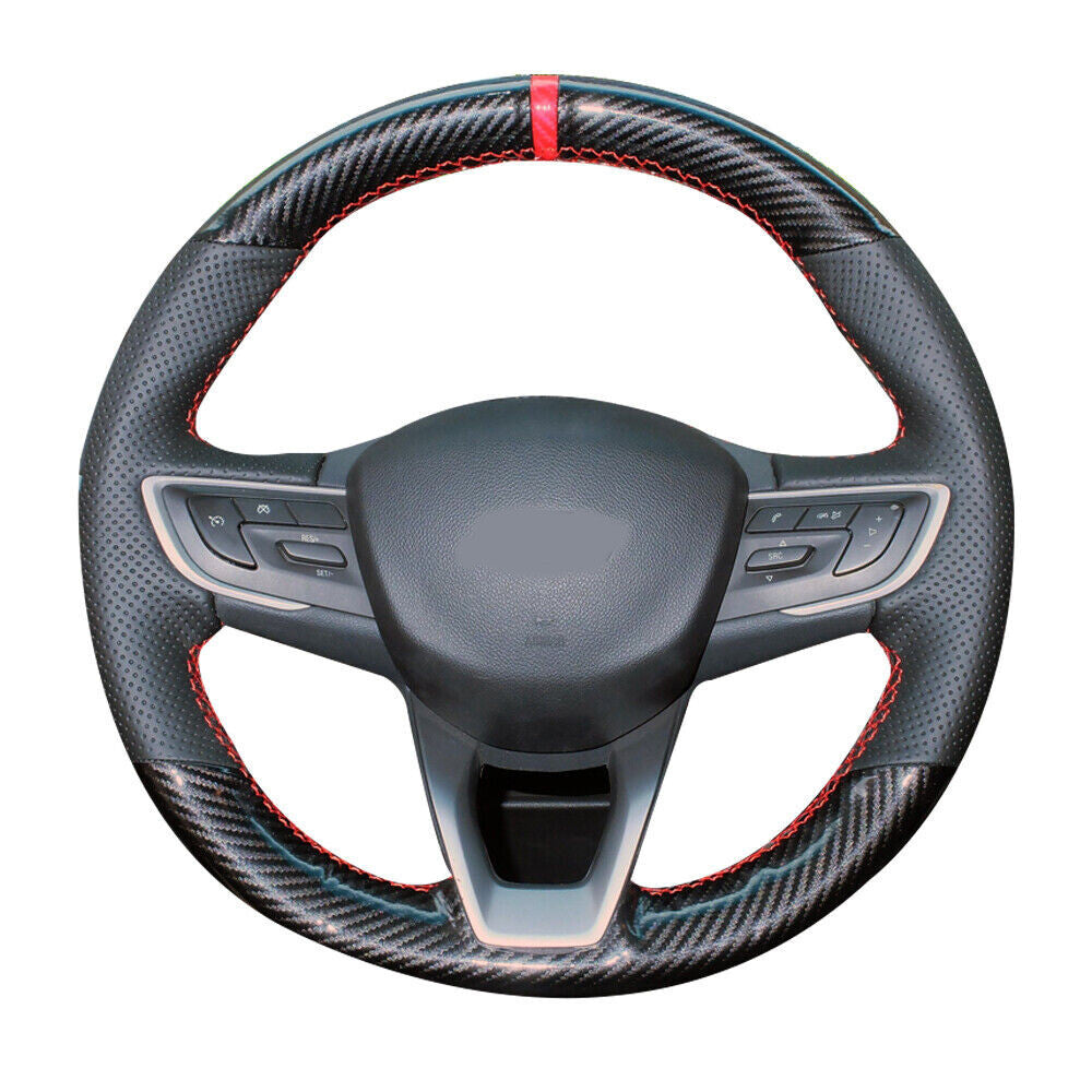 Carbon Fiber&Hole Leather Steering Wheel Hand Sewing Wrap For Chevrolet Orlando