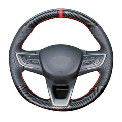 Carbon Fiber&Hole Leather Steering Wheel Hand Sewing Wrap For Chevrolet Orlando