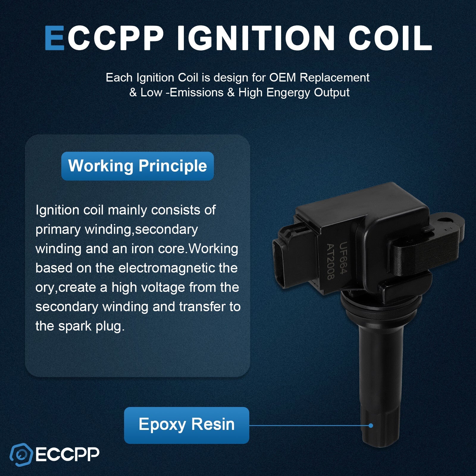 ECCPP 4 Ignition Coils For 2011-2012 Subaru Forester 2.5L 2012 Impreza 2.0L H4 KOEEP