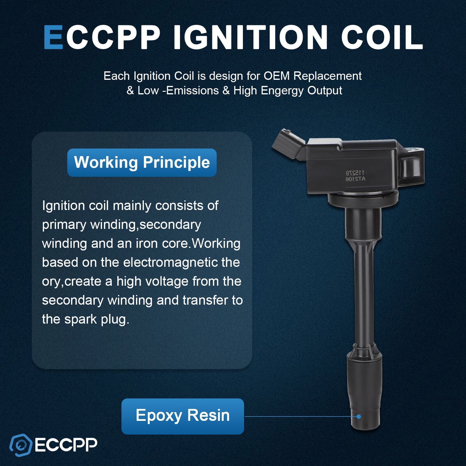 ECCPP 4 Ignition Coils For 2019 2020 2021 Toyota Prius AWD-e 1.8L L4 KOEEP