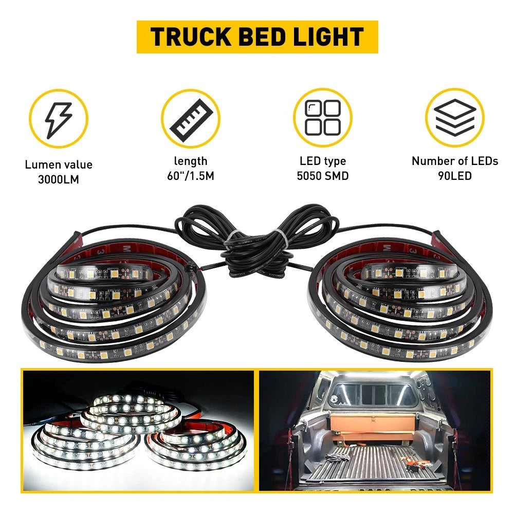 60" White LED Cargo Bed Light Bar Van Pickup Truck Lighting Strip For ford USEOA 6B93BC-57