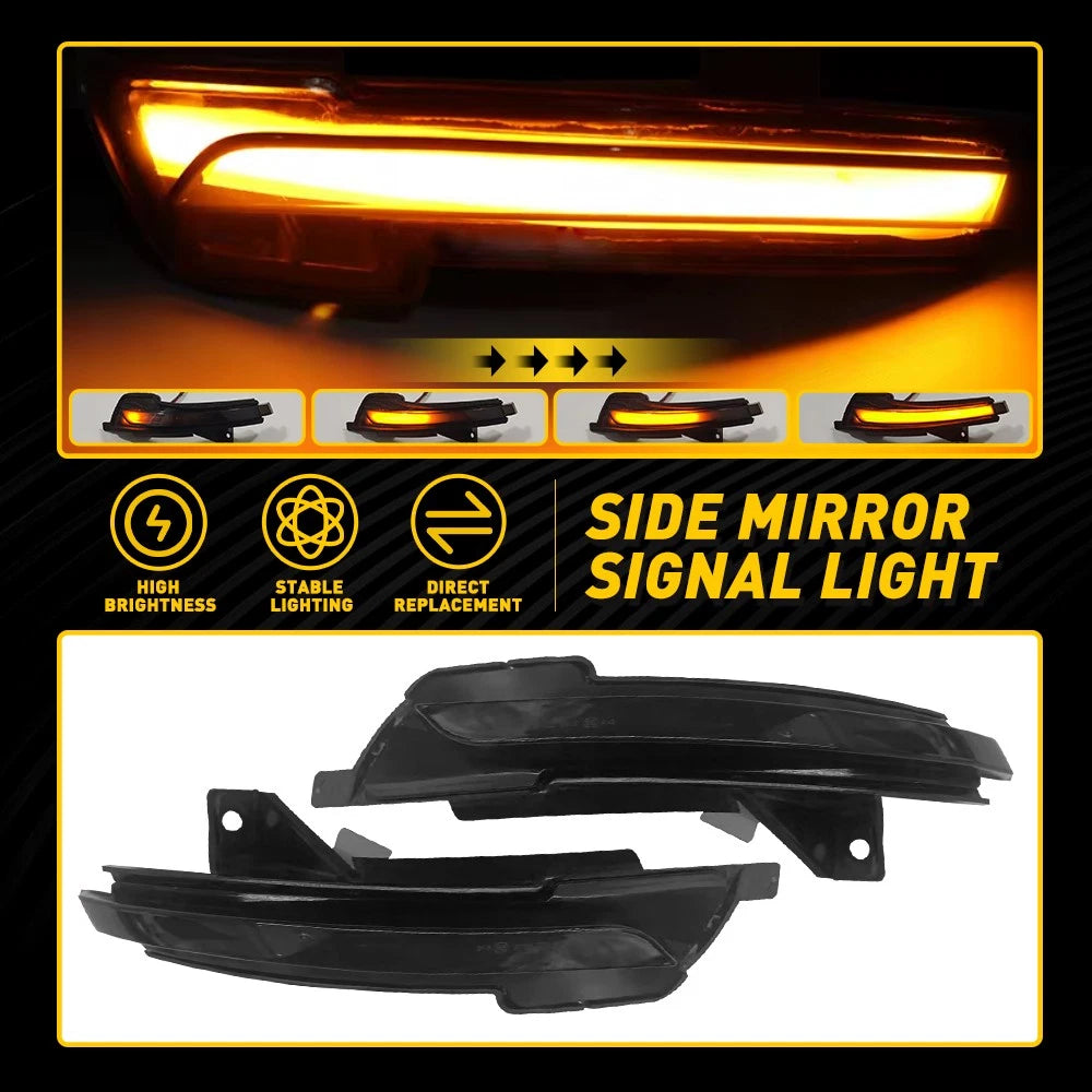 Smoke Sequential Amber LED Side Mirror Signal Lights For 2015-22 Ford Mustang EA 6B93BC-57