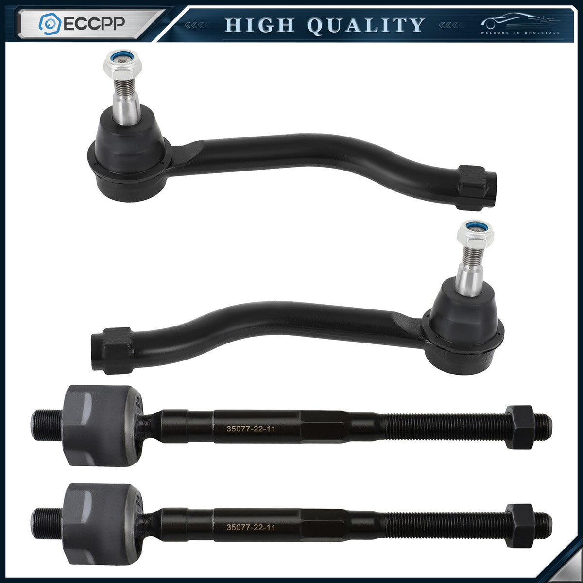 4pc Front Inner and Outer Tie Rod Ends For 2009-2011 2012 2013 2014 issan Murano 6B93BC-57