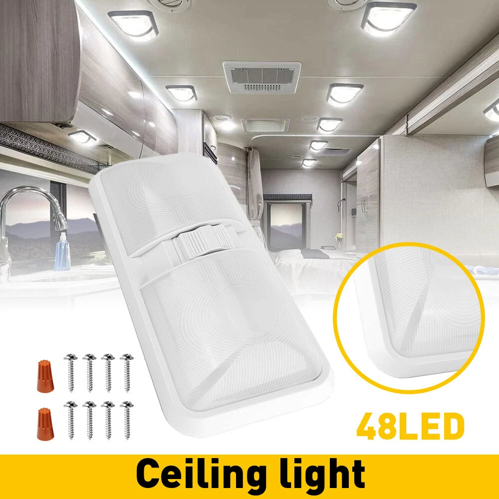 RV Interior 48 LEDs Light Ceiling Camper Trailer 11V-18V with 600LM Switch White 6B93BC-57
