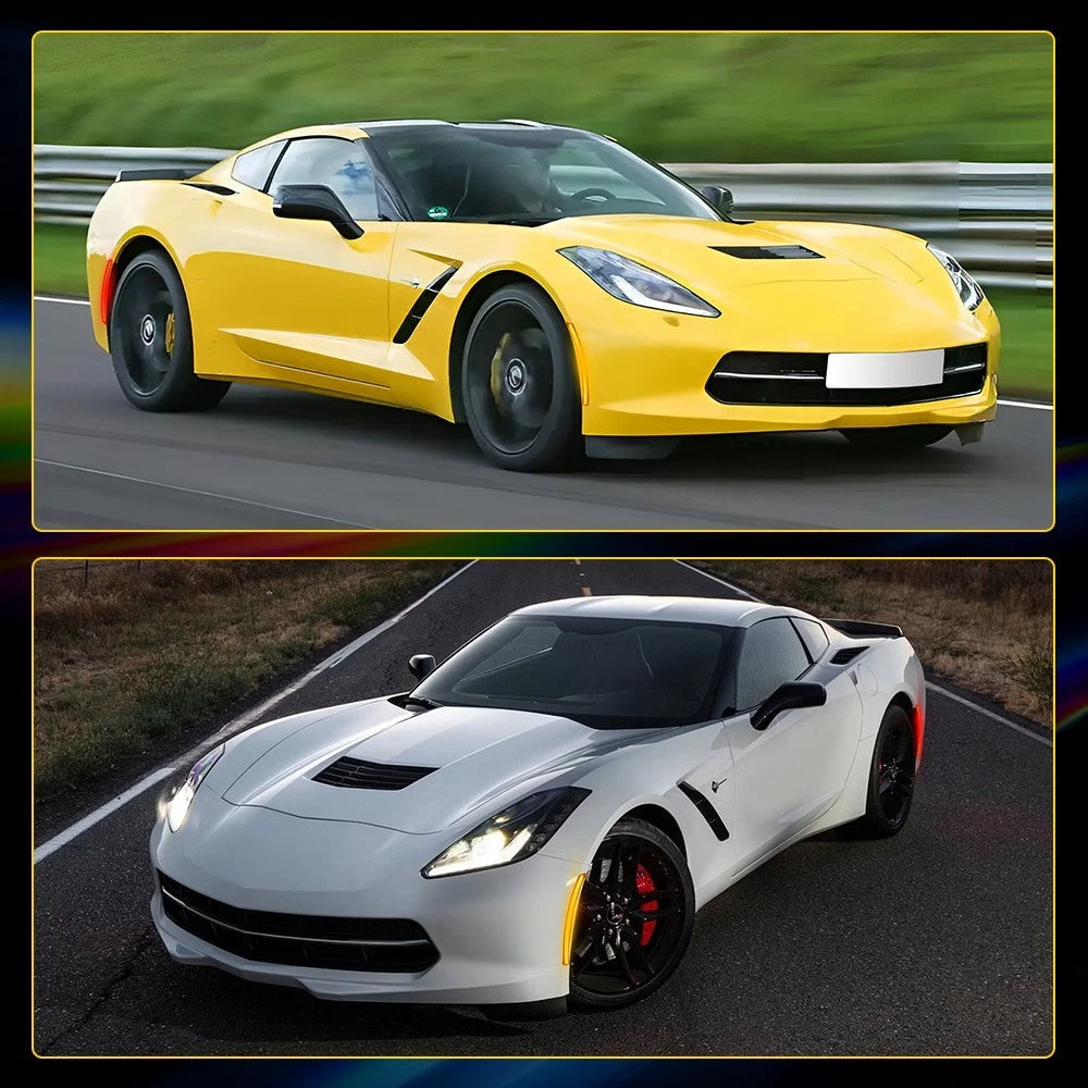 Set For 14-19 Chevy Corvette C7 Full LED Clear Turn Signal Side Marker Lights EA 6B93BC-57