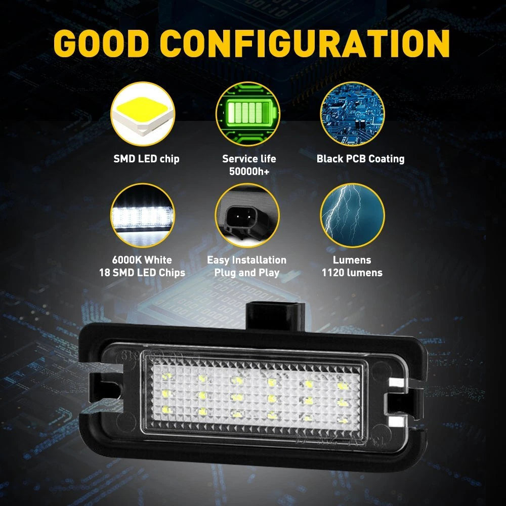 Car Rear LED License Plate Light Lamp Assembly For 2015-2021 Ford Mustang 6000K 6B93BC-57
