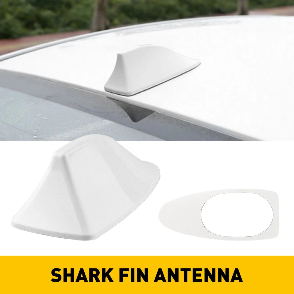 White Pearl Shark Fin Roof Antenna FM/AM Aerial Radio Signal Decor Car Universal 6B93BC-57