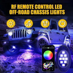 20X RGB LED Rock Lights Kit Underbody Neon Light Bluetooth App Remote Control A 6B93BC-57