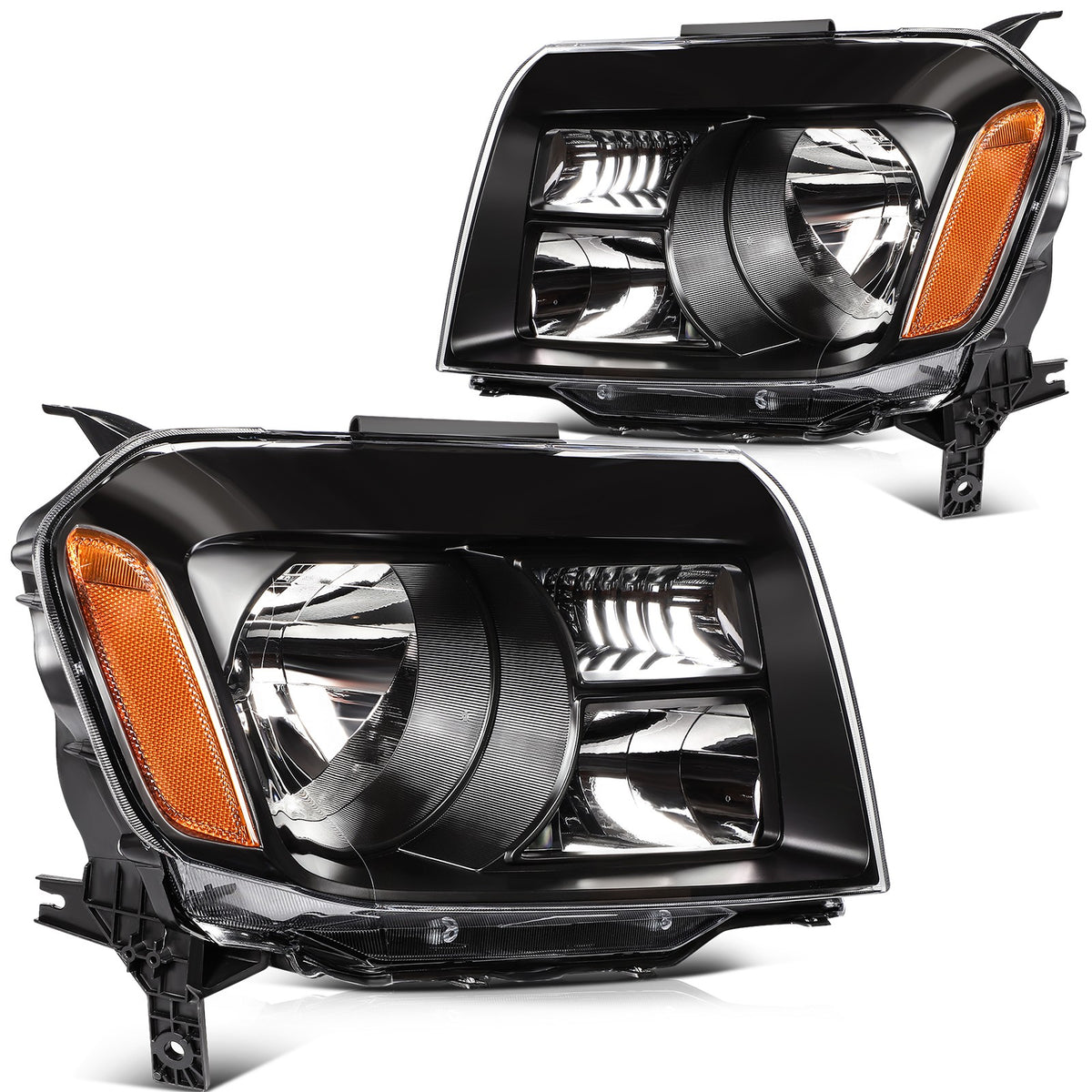 For 2015-2012 Honda Pilot SUV 3.5L Black Housing Left+Right Headlights Assembly