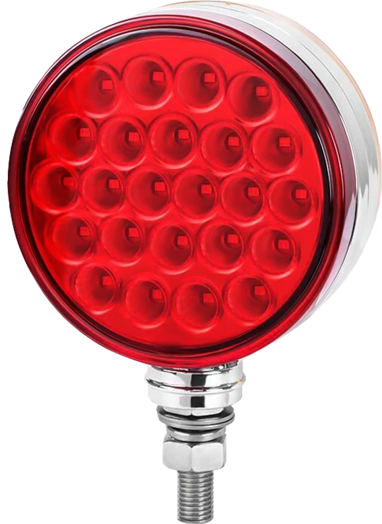 2pc Amber/Red 48 LED Double Face Stud Mount Pedestal Fender Stop Turn Tail Light 6B93BC-57