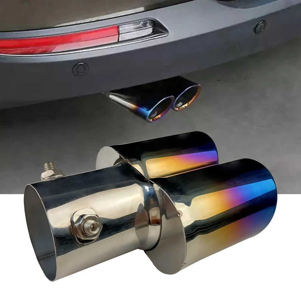 Stainless Car Steel Rear Dual Exhaust Pipe Tail Muffler Tip Throat Straight 2.5" 6B93BC-57