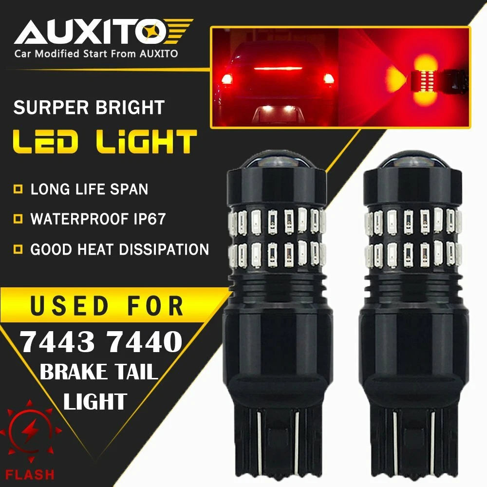 7443 LED Strobe Flashing Blinking Brake Tail Light/Parking Safety Warning Bulbs 6B93BC-57