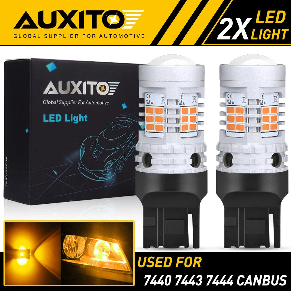 2X AUXITO 7440 Amber LED Turn Signal Light Bulbs Anti Hyper Flash Error Free EOA AUXITO