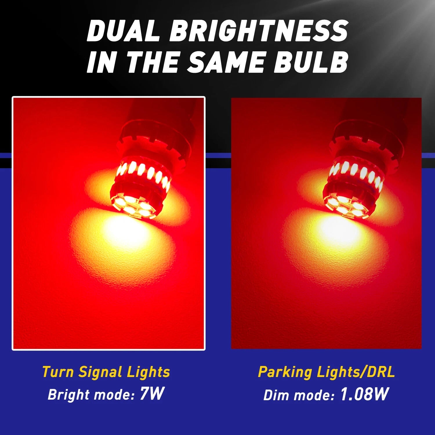 7440 7443 7444 Flash Blinking Strobe Red Brake Tail Stop Light DRL LED Bulbs 2x 6B93BC-57