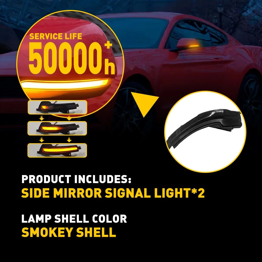 SMOKED Amber LED Sequential Side Mirror Signal Lights For 2015-22 Ford Mustang A 6B93BC-57