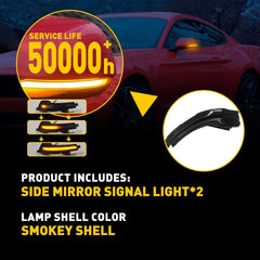 SMOKED Amber LED Sequential Side Mirror Signal Lights For 2015-22 Ford Mustang A 6B93BC-57