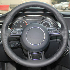 Top Leather Steering Wheel Hand-stitch on Wrap Cover For Audi A1 A3 A5 A7