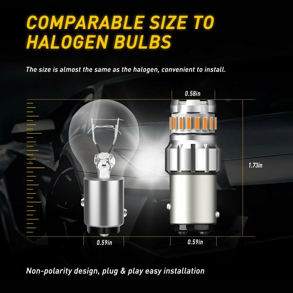 2X AUXITO 1157 Amber yellow LED Turn Signal Parking Light Bulb Error Free EOA AUXITO