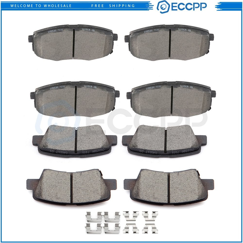 Front And Rear Ceramic Brake Pads 8Pcs Set For Kia Soul 2014 2015 2016 Slotted 6B93BC-57