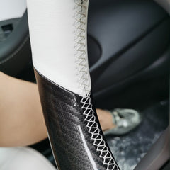 Carbon Fiber&Leather Steering Wheel Stitch on Wrap Cover For Tesla Model X/S