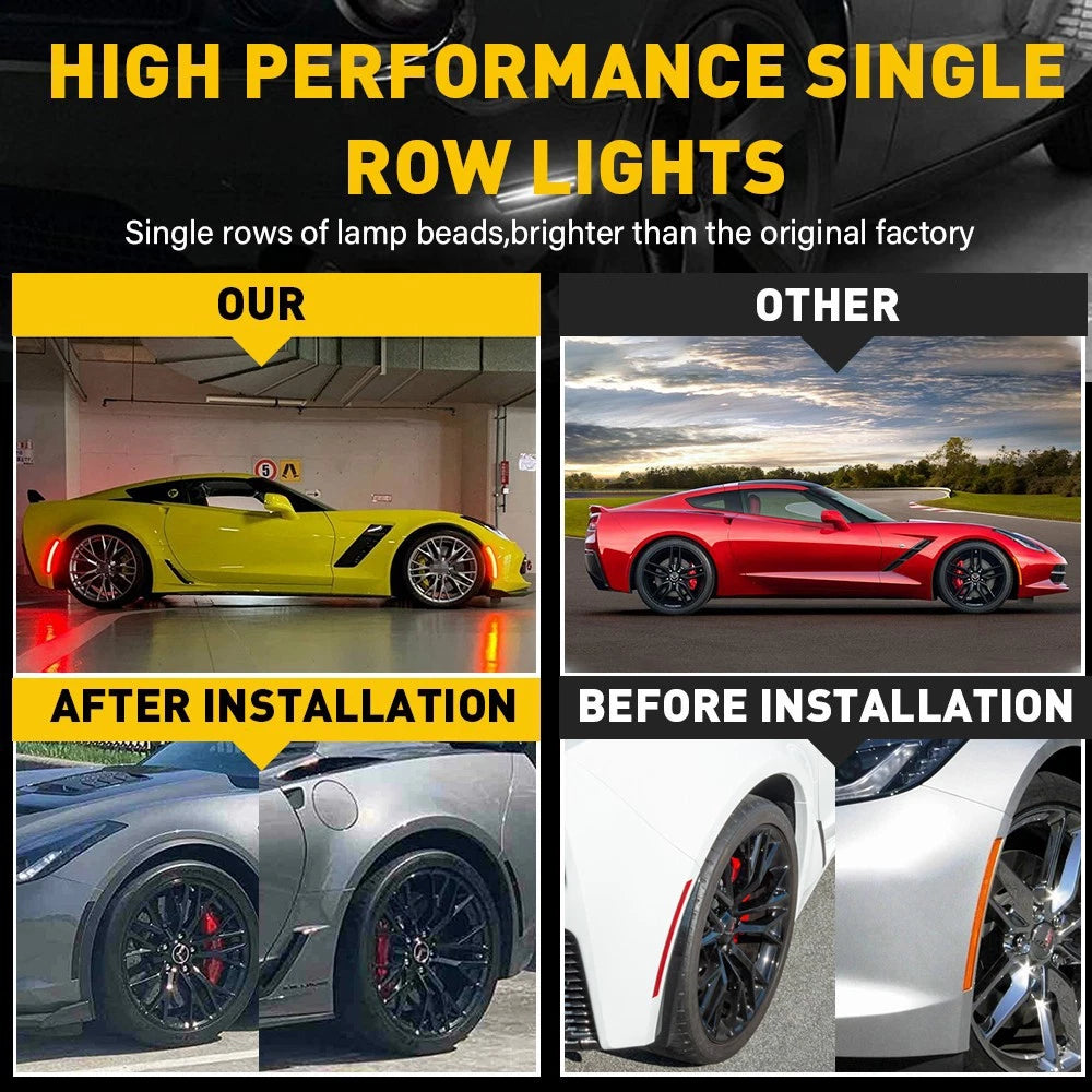 4PC For Chevy Corvette C7 14-19 LED Side Marker Bumper Reflector Lamp Smoked EOA 6B93BC-57