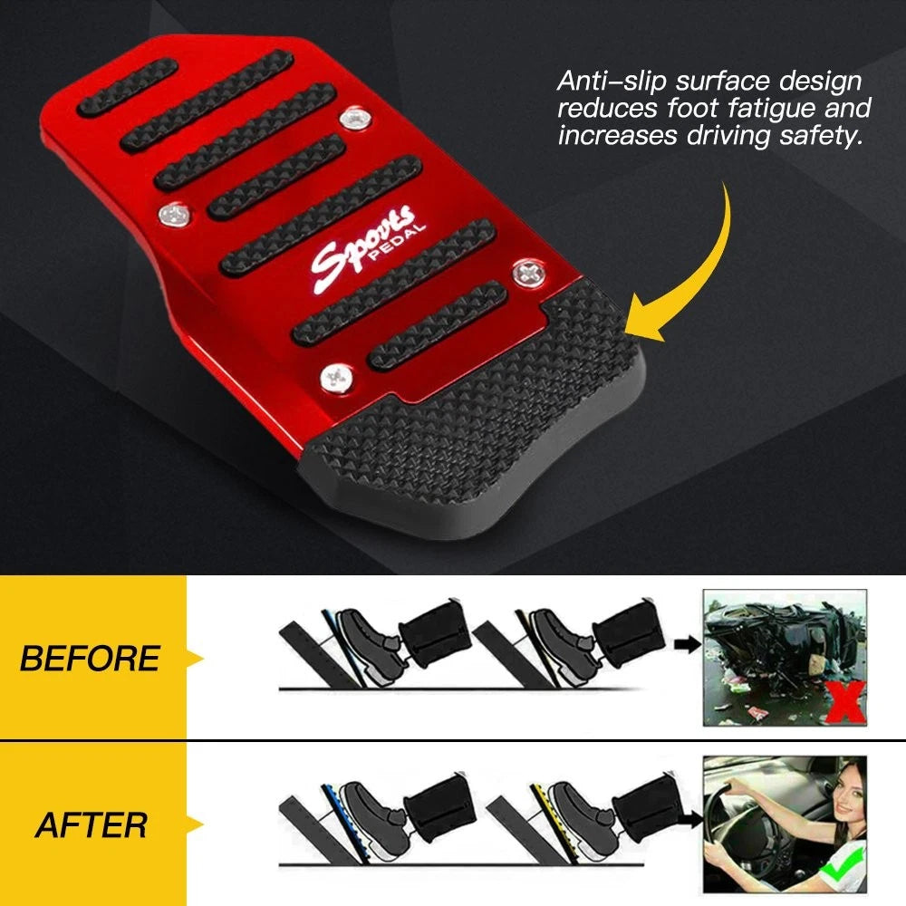 3 Piece Universal Car Non-Slip Manual Gas Brake Foot Pedal Pad Cover Set Red EOA 6B93BC-57