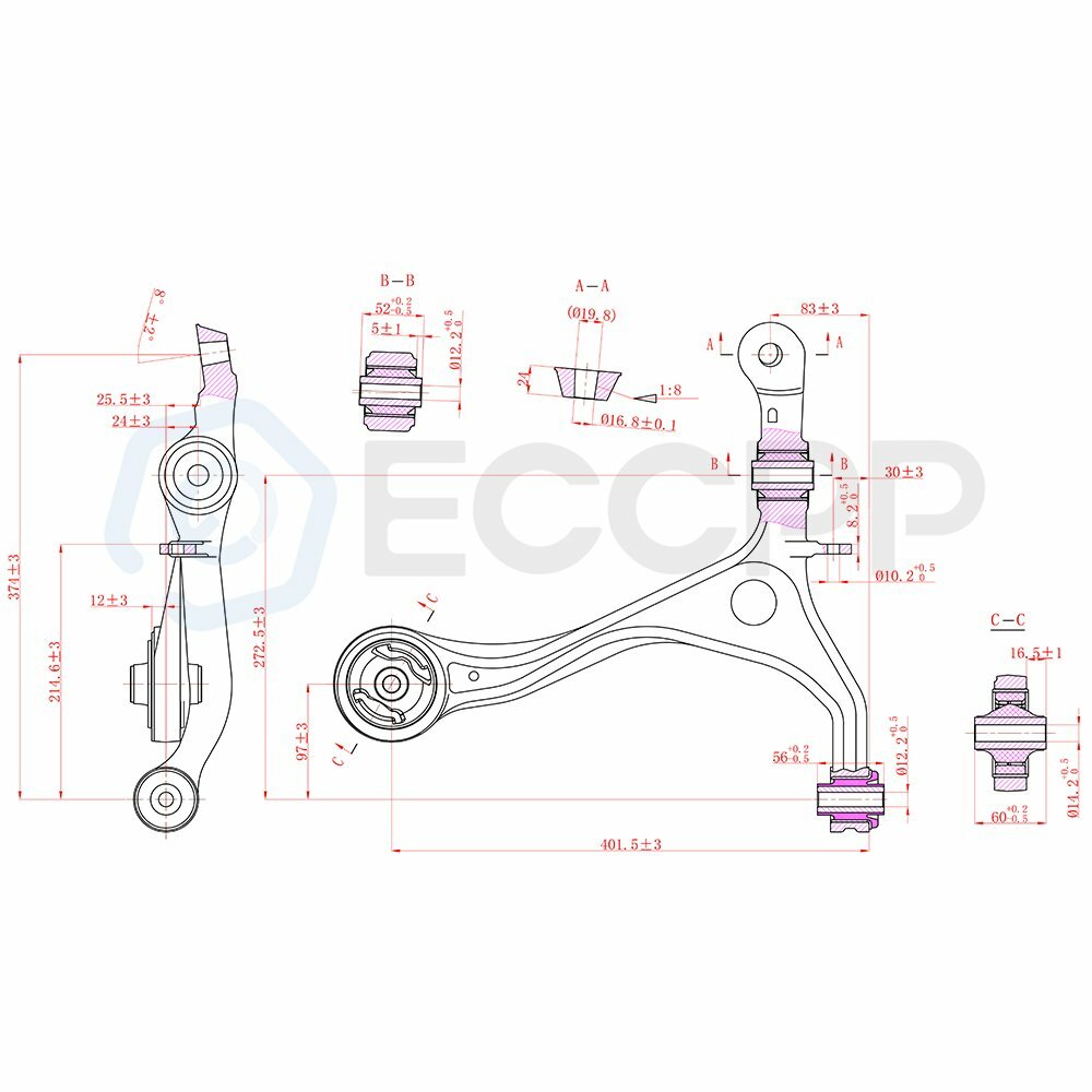 For 2003-2005 2006 2007 2008 Honda Accord Acura TSX Front Lower Control Arm 2pcs 6B93BC-57