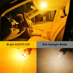 10X Amber AUXITO 175 2825 Light Bulb Super Bright 168 194 T10 LED Parking 3000K AUXITO