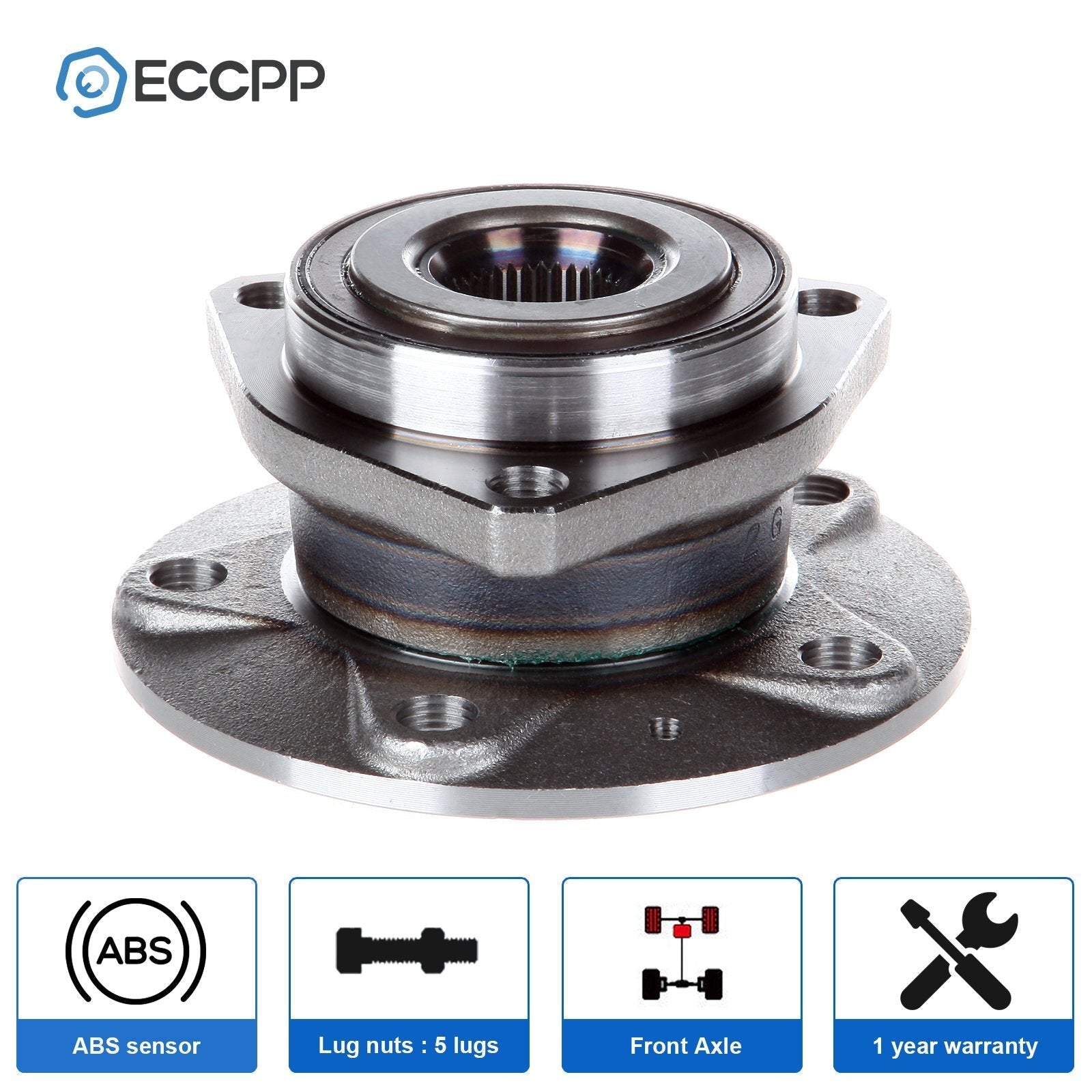 1P Front Wheel Hub Bearing For Audi A3 Volkswagen GTI Eos Rabbit (3-Bolt Flange) 6B93BC-57