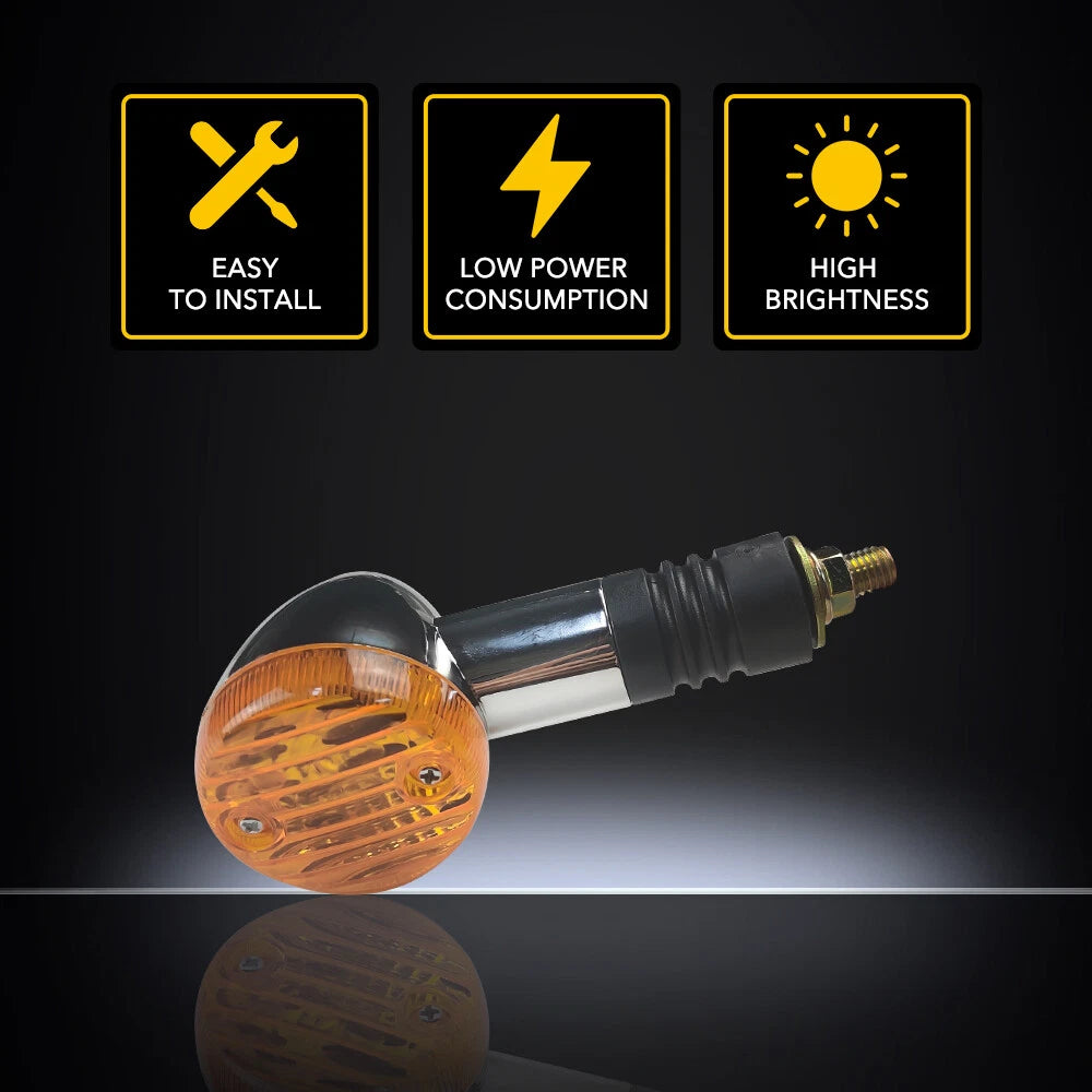 2pcs Chrome Motorcycle Bullet Signals Turn Blinker Light Indicator Lamps Amber 6B93BC-57
