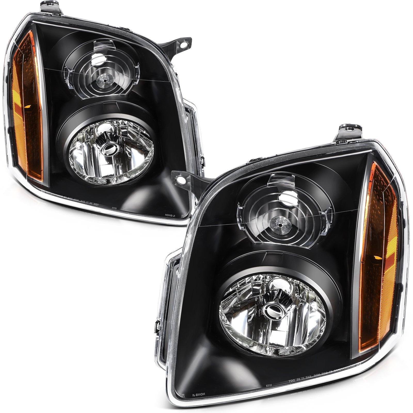ECCPP Headlights Assembly For GMC Yukon Yukon XL 2007-2014 Pair Kit Black Amber KOEEP