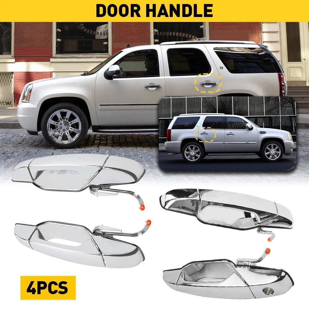 4x Chrome Door Handle For 07-13 Chevy Tahoe GMC Yukon Sierra Denali Front Rear A 6B93BC-57